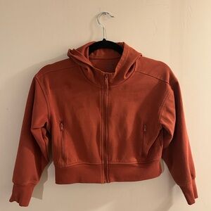 Old Navy Active Girls Sz Medium 8 Burnt Orange Zip Up Hooded Jacket